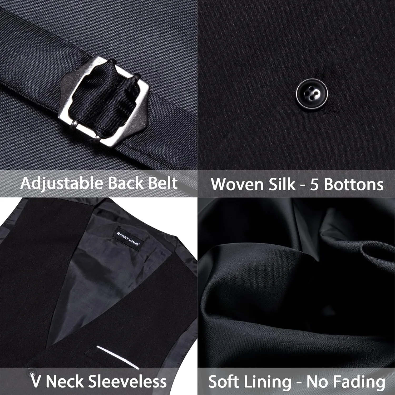 Barry.Wang Mens Plaid Suit Waistcoat Wool Blend Tailored Collar/V-neck 3 Pocket Check Vest Formal/Leisure