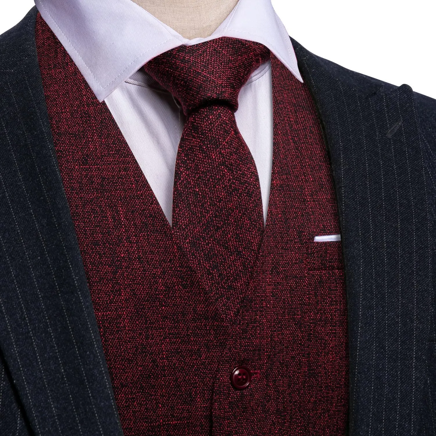 Barry.Wang Mens Plaid Suit Waistcoat Wool Blend Tailored Collar/V-neck 3 Pocket Check Vest Formal/Leisure