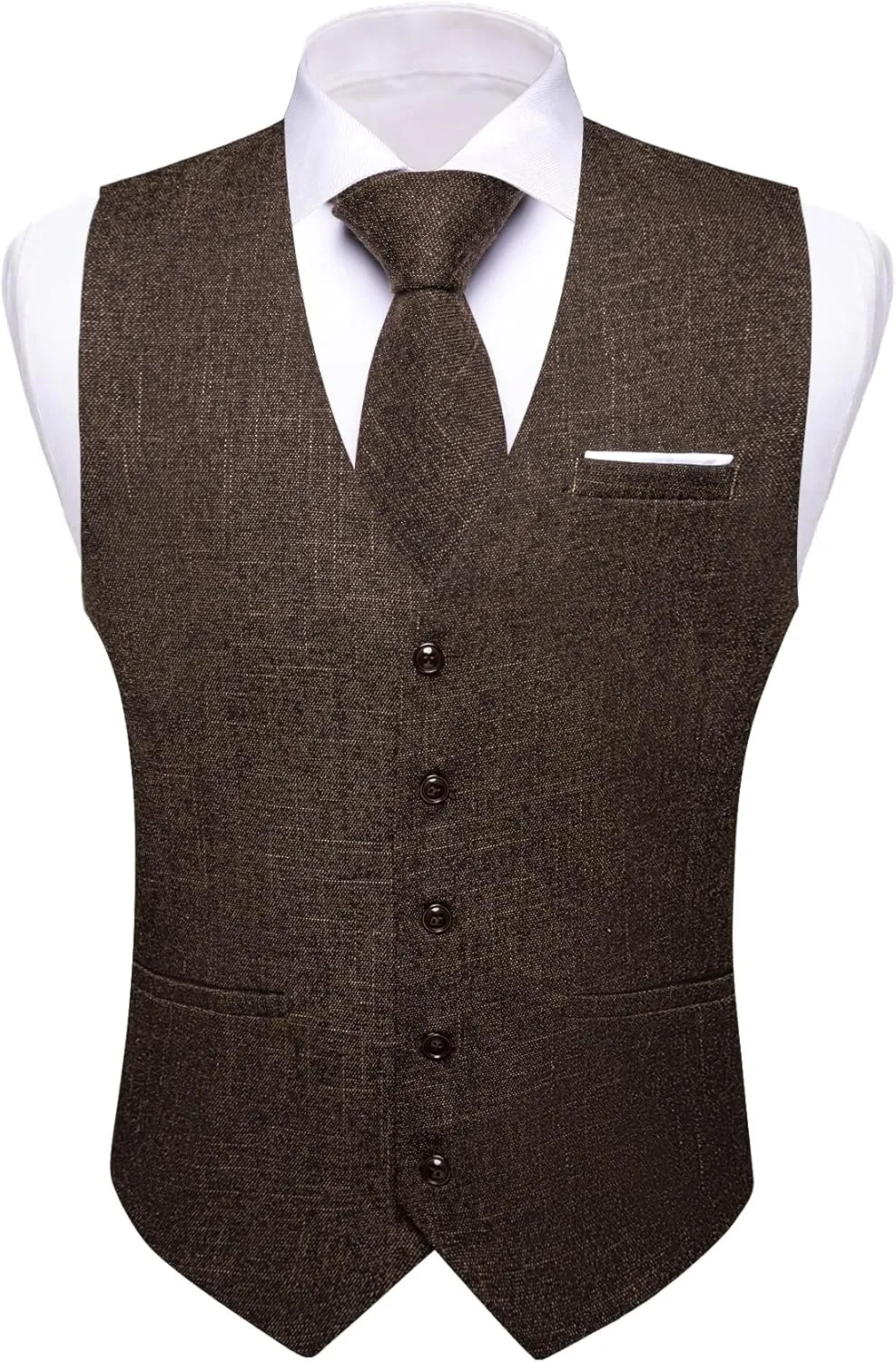 Barry.Wang Mens Plaid Suit Waistcoat Wool Blend Tailored Collar/V-neck 3 Pocket Check Vest Formal/Leisure