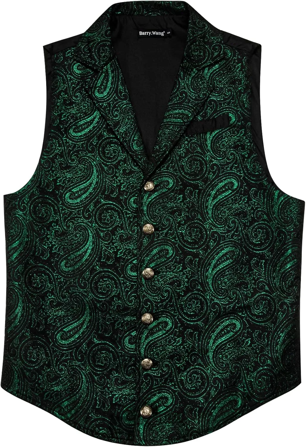 Barry.Wang Mens Victorian Vest Steampunk Gothic Paisley Tailored Collar Waistcoat Halloween Themed Party