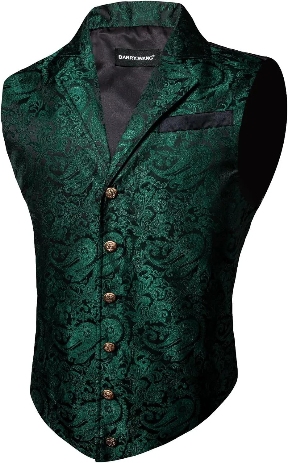 Barry.Wang Mens Victorian Vest Steampunk Gothic Paisley Tailored Collar Waistcoat Halloween Themed Party