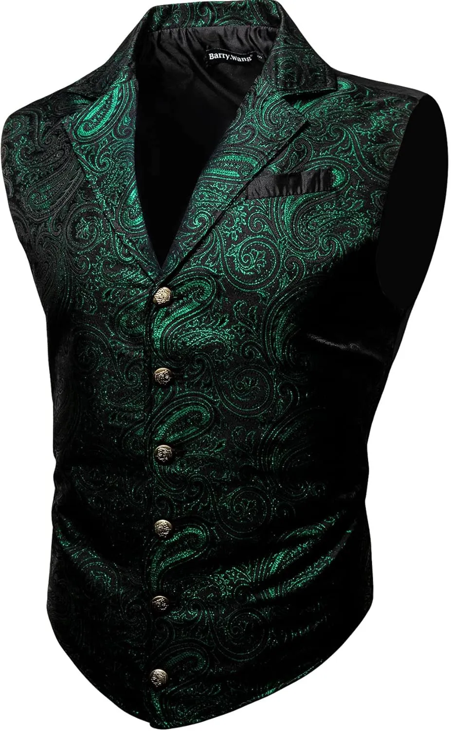 Barry.Wang Mens Victorian Vest Steampunk Gothic Paisley Tailored Collar Waistcoat Halloween Themed Party