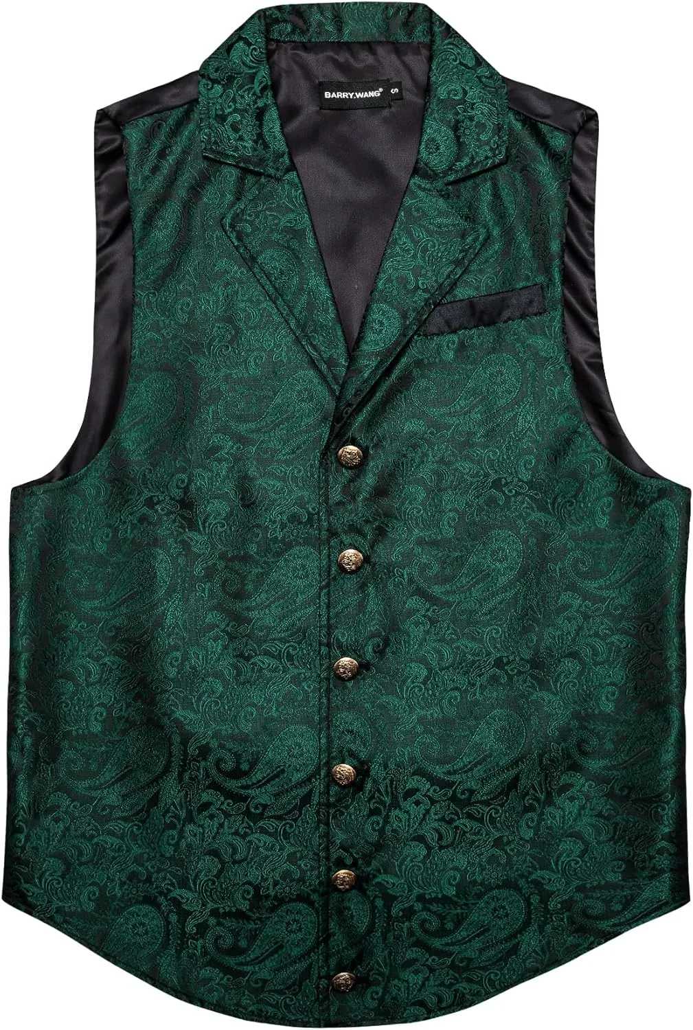 Barry.Wang Mens Victorian Vest Steampunk Gothic Paisley Tailored Collar Waistcoat Halloween Themed Party