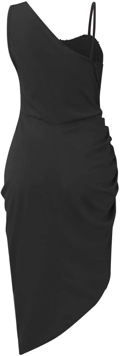 BAXLIMEK Cocktail Dresses for Women,2024 Summer Elegant Sexy Bodycon Wedding Guest Dress,Trendy Irregular Hem Party Dress