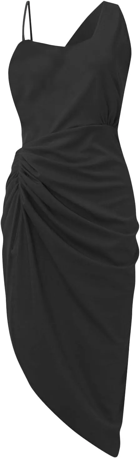 BAXLIMEK Cocktail Dresses for Women,2024 Summer Elegant Sexy Bodycon Wedding Guest Dress,Trendy Irregular Hem Party Dress