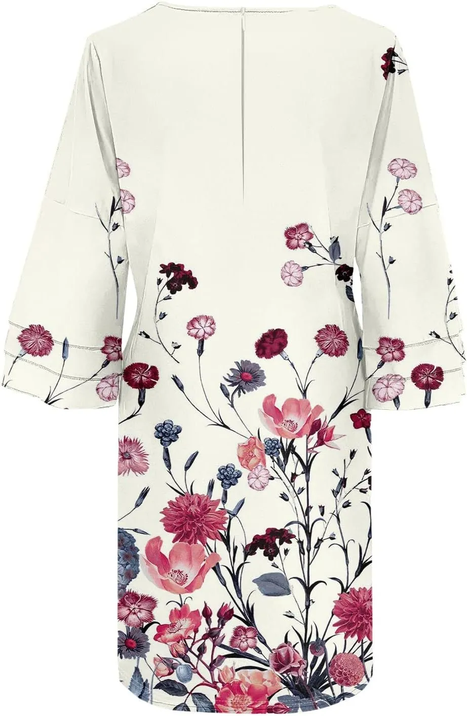Beach Dresses for Women,2025 Summer Trendy Floral Print Boho Dress,Casual Loose V Neck Bell 3/4 Sleeve Mini Dress