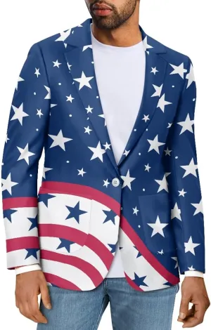 Blazer for Men One Button Notched Lapel Suit Jacket Casual Business Jackets Sports Coats Slim Fit Plus Size Blazer