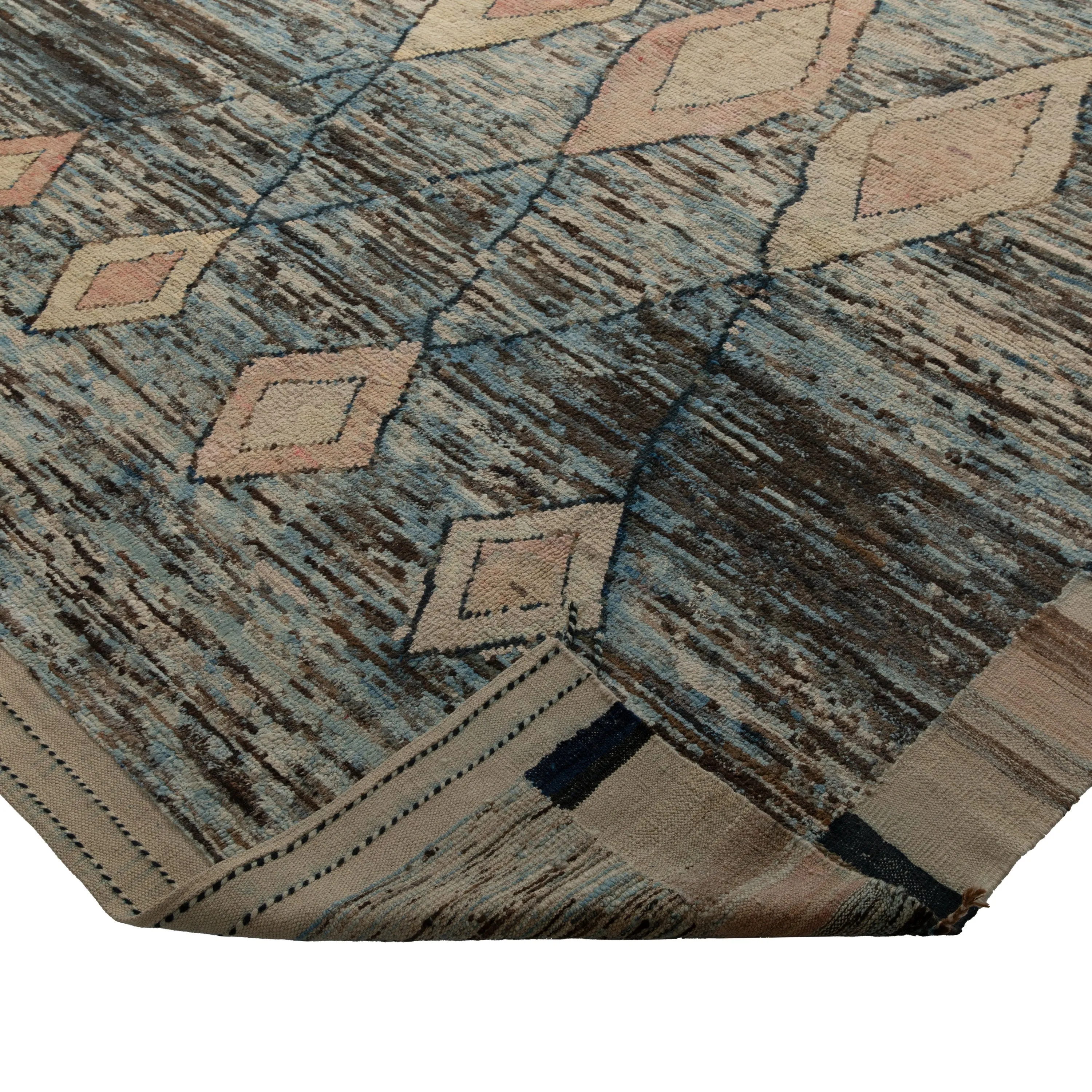 Blue Zameen Transitional Wool Rug- 8'6" x 12'3"