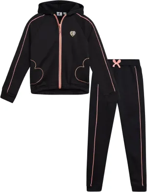 Body Glove Girls' Jogger Set - 2 Piece Fleece Sweatshirt and Sweatpants Sweatsuit (7-12)