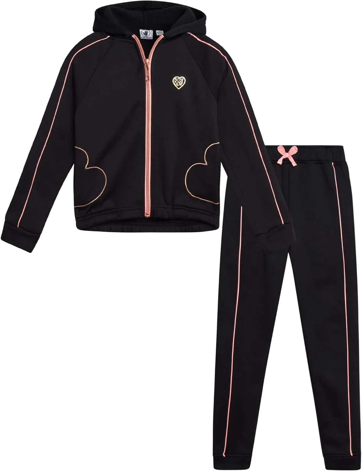 Body Glove Girls' Jogger Set - 2 Piece Fleece Sweatshirt and Sweatpants Sweatsuit (7-12)