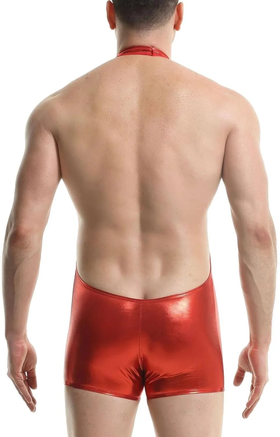 Bodysuit Lingerie For Men Sexy Slutty Shorts Jumpsuit Cool Neck Style Backless Leather Open Cut Color Low Waisted Underwear