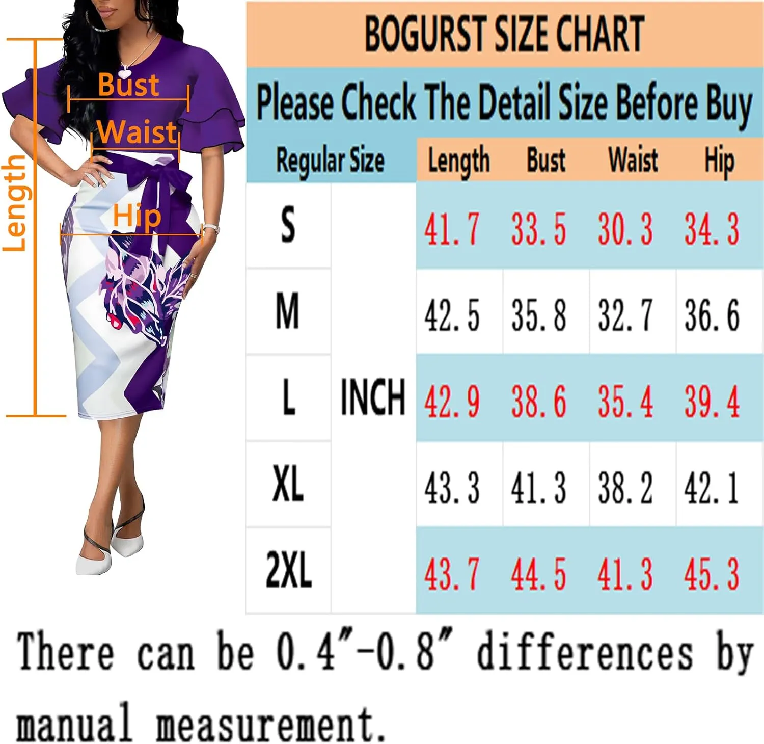 BOGURST Women Wave Short Sleeve Pencil Dress Fashion A-Line Bodycon Church Dresses