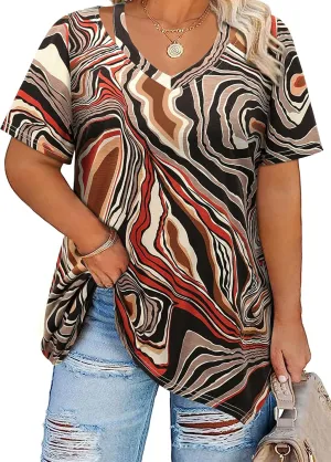Bulotus Womens Short Sleeve Tunic Tops Cut Out V Neck Dressy Casual Loose Fit Long Tops