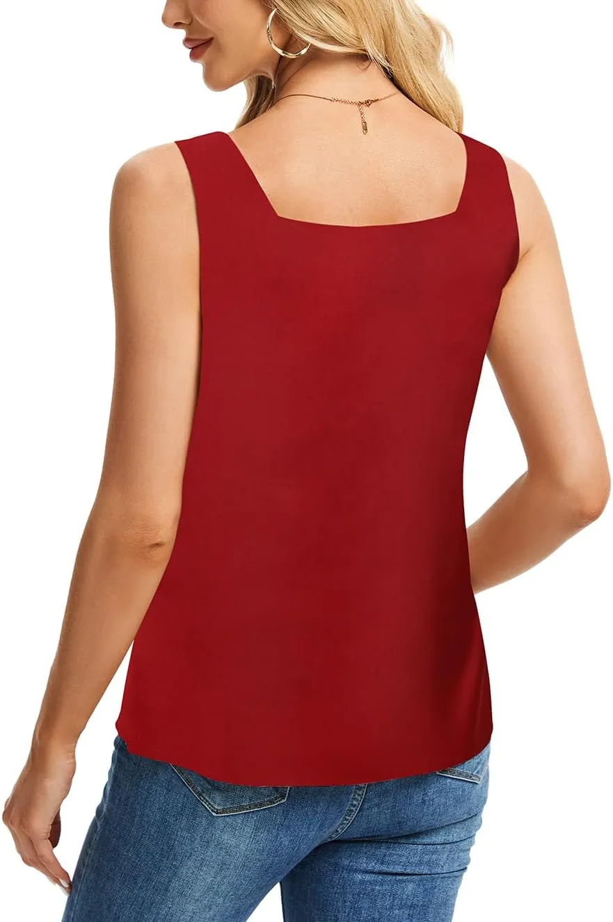 CAPE CLIQUE Silk Satin Tank Tops for Women V Neck Sleeveless Camisole 2025 Summer Basic Blouses Work Outfits Shirts