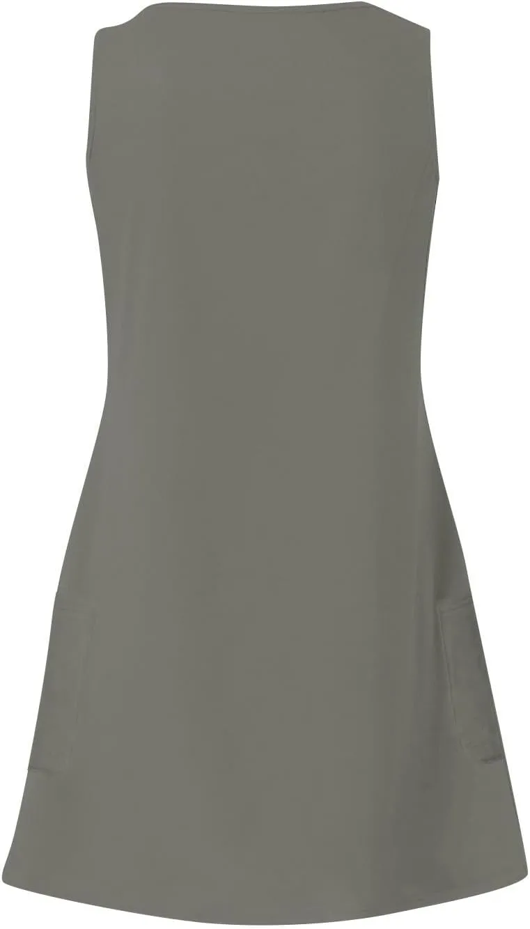 Casual Cocktail Summer Dress for Women Calf Length Tanks Cotton Boxy Fit Cool Solid Color Neck Dress Ladie's