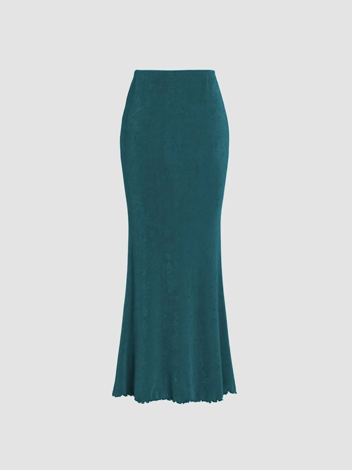 CIDER High Waist Skirts for Women Mermaid Skirt Fishtail Ruched Bodycon Long Maxi Skirt Lettuce Trim Stretchy