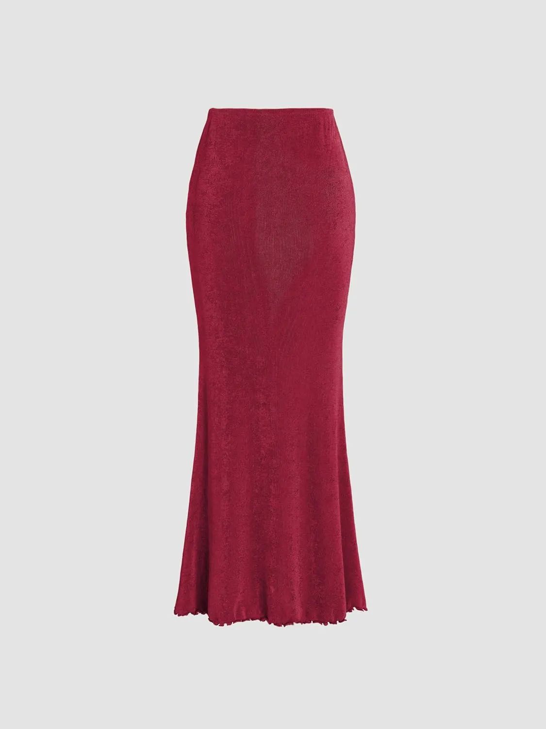 CIDER High Waist Skirts for Women Mermaid Skirt Fishtail Ruched Bodycon Long Maxi Skirt Lettuce Trim Stretchy