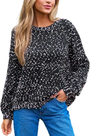 CUPSHE Womens Pullover Sweater Rainbow Pom Ribbed Knit Long Sleeve Fall Colorful Jumper Tops