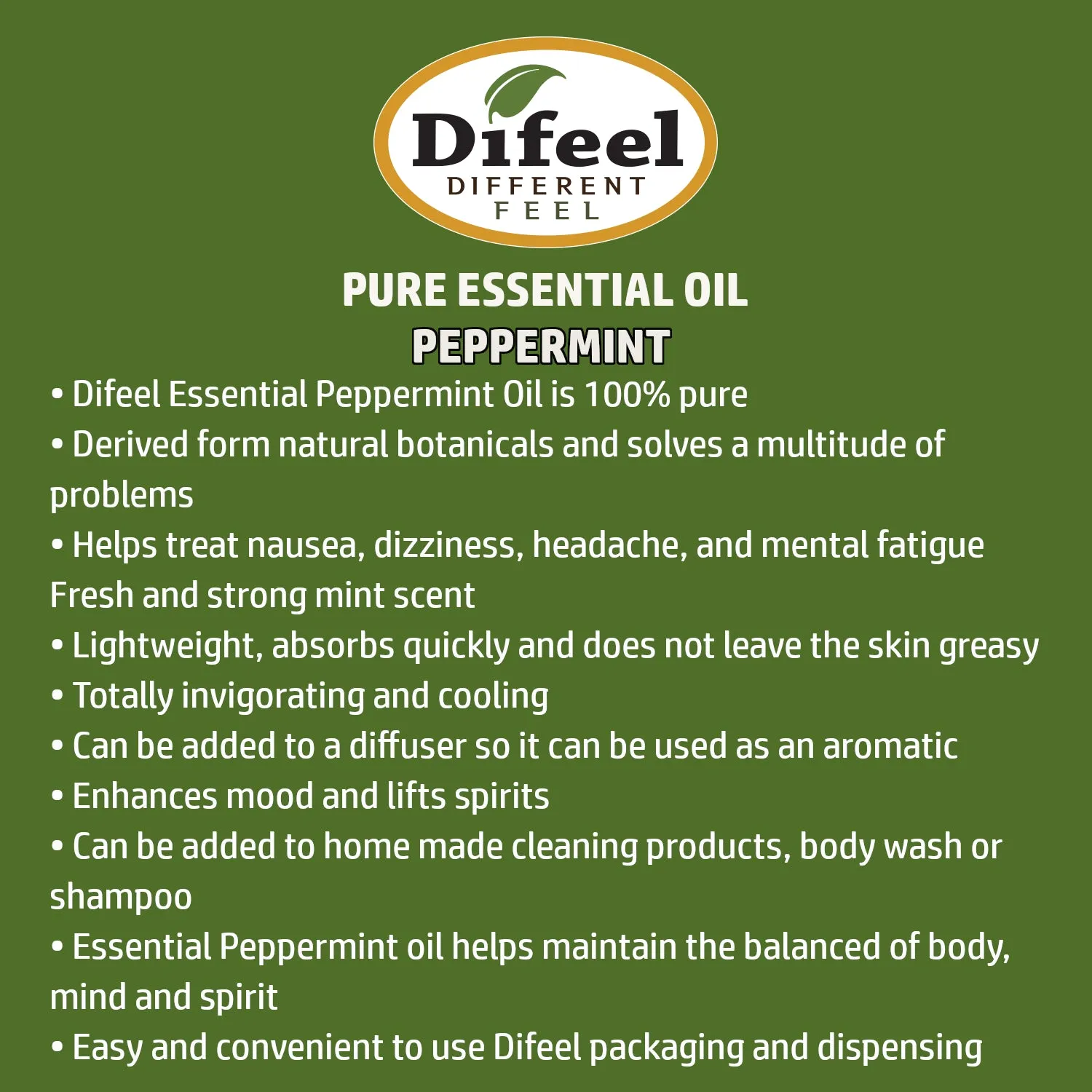 Difeel Essential Oil 100% Pure Peppermint Oil 1 oz.