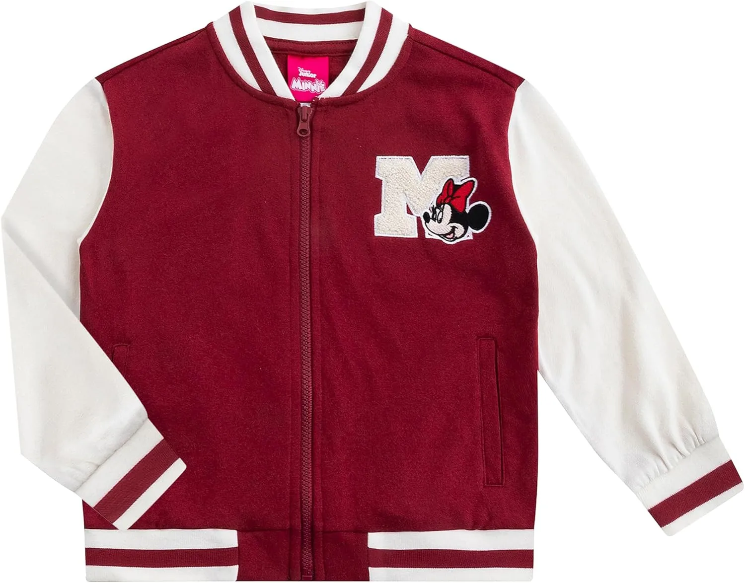 Disney Lilo & Stitch Minnie Mouse Girls Letterman Varsity Bomber Jacket for Big Kids