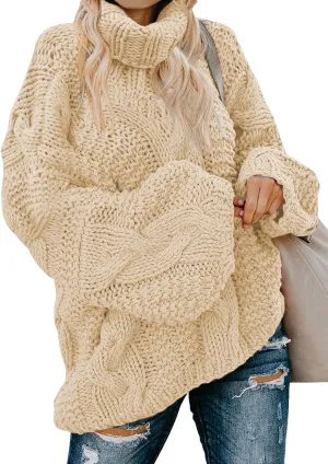 Dokotoo Womens Turtle Neck Sweater Fashion 2024 Loose Casual Cozy Chunky Pullover Tops
