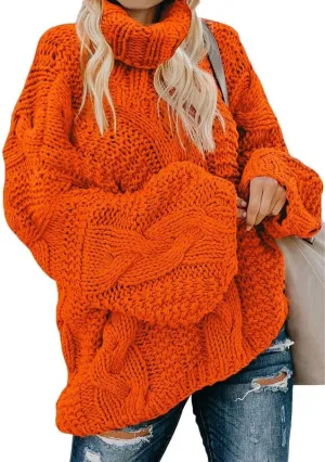 Dokotoo Womens Turtle Neck Sweater Fashion 2024 Loose Casual Cozy Chunky Pullover Tops