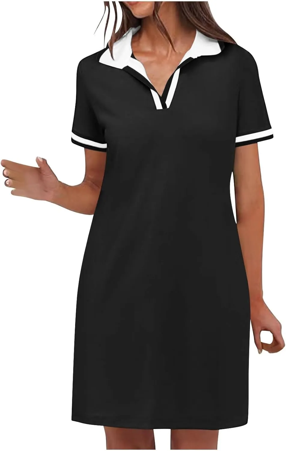 Dresses for Women 2025 Short Sleeve V Neck Casual Lapel Sundress Summer Tennis Golf Mini Shirt Dress with Pockets