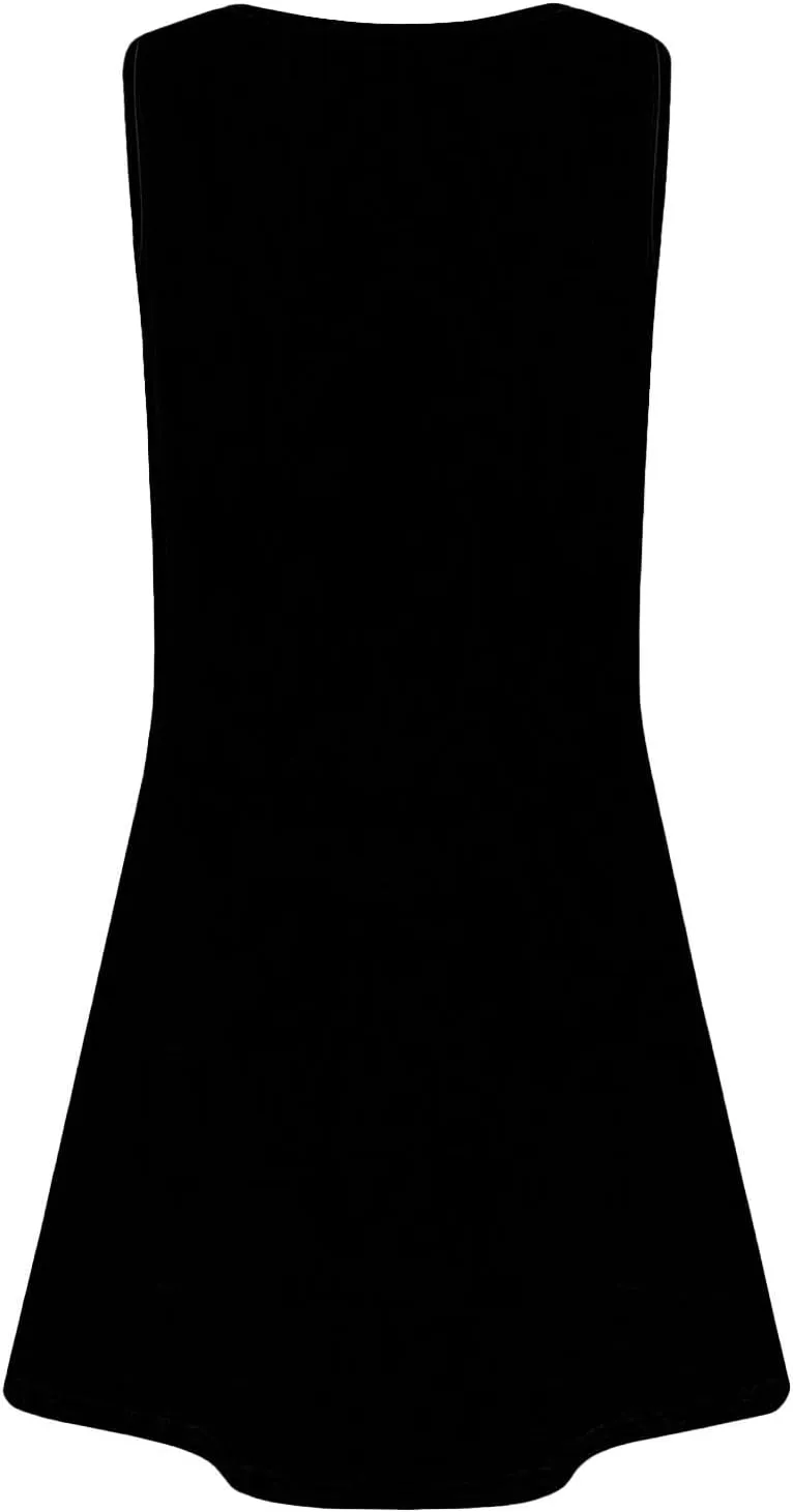 Dresses for Women Casual Summer Sleeveless Sundresses Boho Beach Dress Loose V Neck Swimsuit Coverup with Pockets
