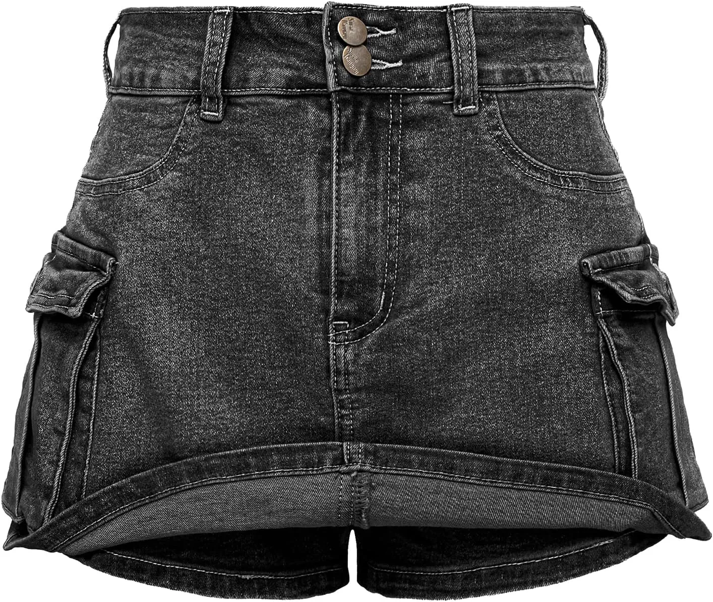 ELLEVEN High Stretchy Denim Cargo Skort for Women, High Waist, Casual Mini Y2K Jean Skirt Shorts with Pockets