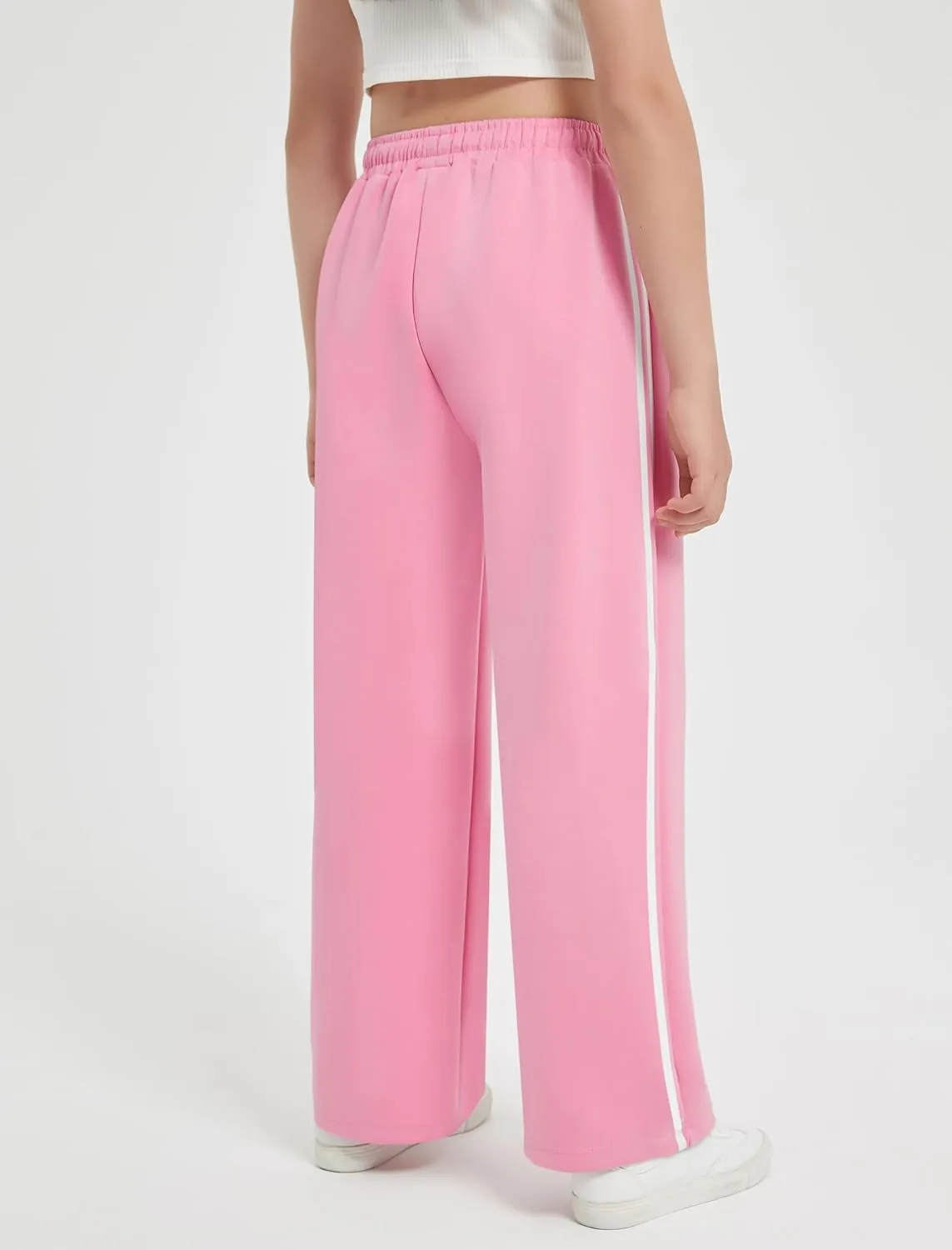 EXARUS Girls Sweatpants Wide Leg Baggy Teen Sweat Pants Cargo/Side Striped/Crossover V Waist Casual with Pockets 6-14Y