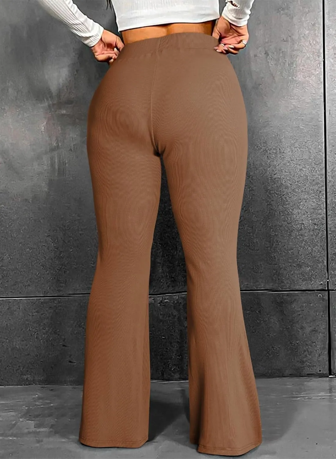 Eytino Plus Size Leggings for Women Elastic High Waisted Crossover Flare Pants Lounge Trousers(1X-5X)