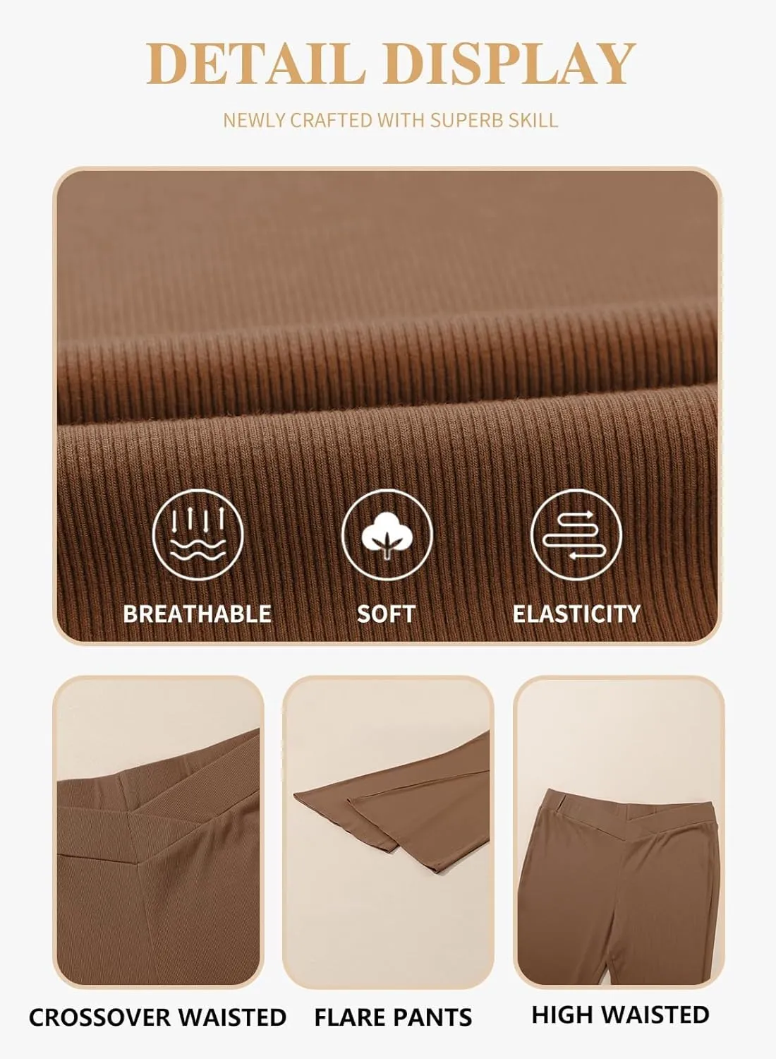 Eytino Plus Size Leggings for Women Elastic High Waisted Crossover Flare Pants Lounge Trousers(1X-5X)