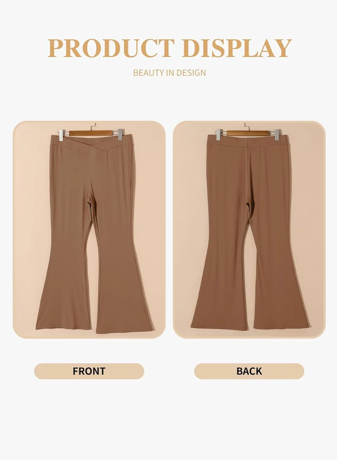 Eytino Plus Size Leggings for Women Elastic High Waisted Crossover Flare Pants Lounge Trousers(1X-5X)