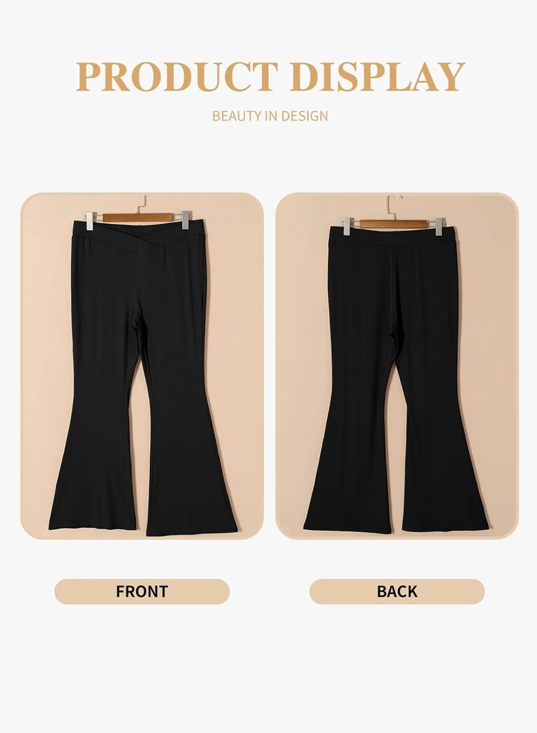 Eytino Plus Size Leggings for Women Elastic High Waisted Crossover Flare Pants Lounge Trousers(1X-5X)