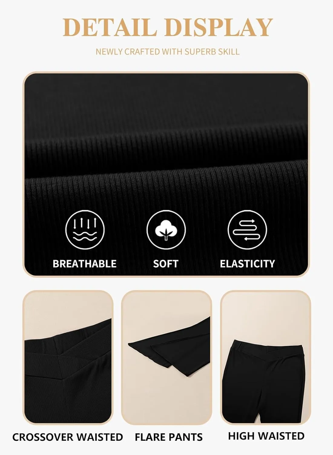 Eytino Plus Size Leggings for Women Elastic High Waisted Crossover Flare Pants Lounge Trousers(1X-5X)