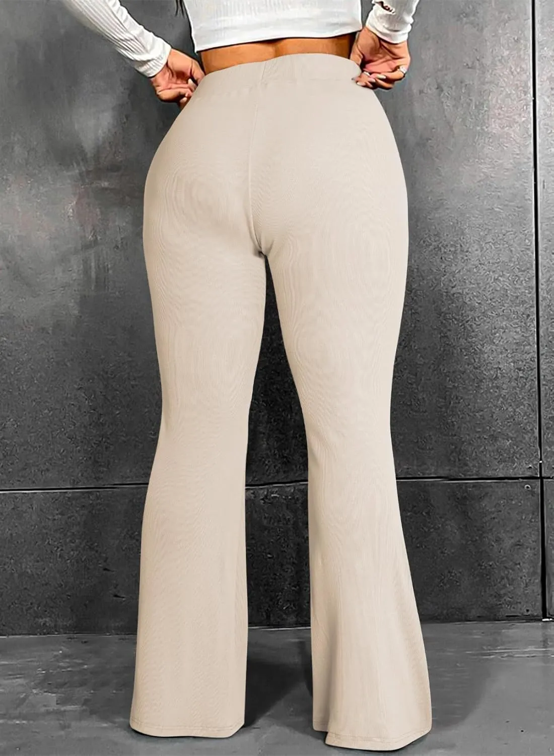 Eytino Plus Size Leggings for Women Elastic High Waisted Crossover Flare Pants Lounge Trousers(1X-5X)