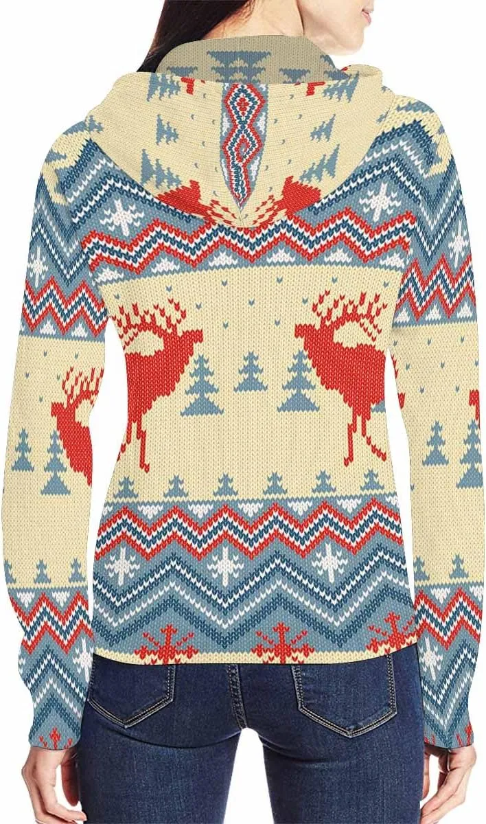 Fall Clothing Merry Christmas Pattern Womens Zip Up Hoodies Fleece Jackets Oversized Sweatshirts