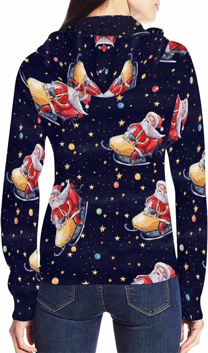 Fall Clothing Merry Christmas Pattern Womens Zip Up Hoodies Fleece Jackets Oversized Sweatshirts