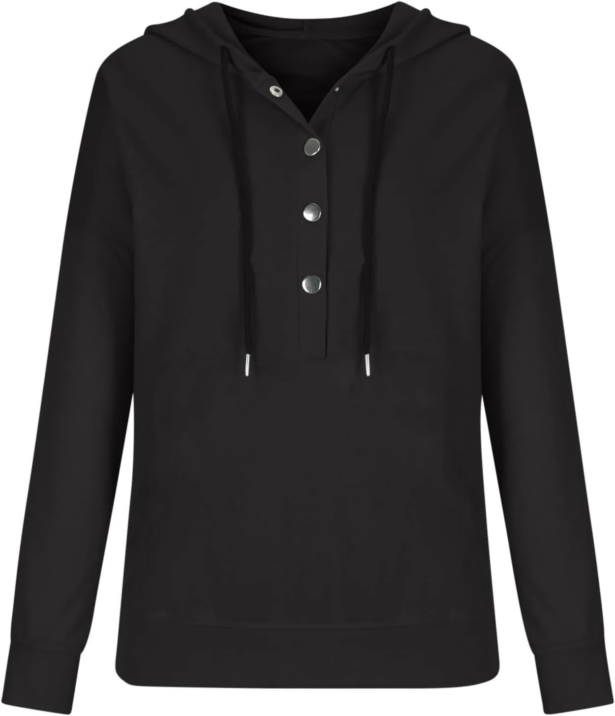 Fall Hoodies For Women Trendy 2024 Causal Long Sleeve Button Down Hooded Sweatshirt Solid Basic Pullover Tops