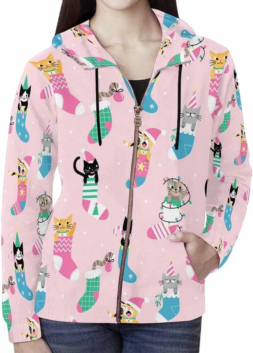 Fall Jacket Women Christmas Tree Pattern Womens Zip Up Sweatshirt Oversized Hoodies Sweater