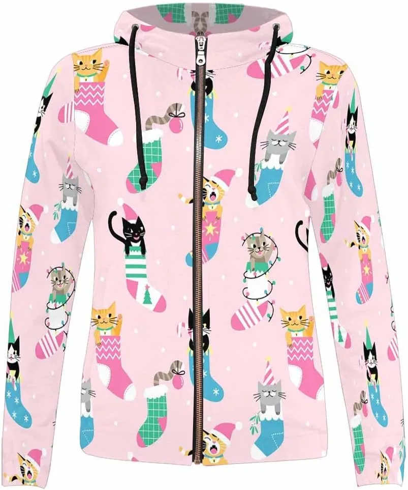 Fall Jacket Women Christmas Tree Pattern Womens Zip Up Sweatshirt Oversized Hoodies Sweater
