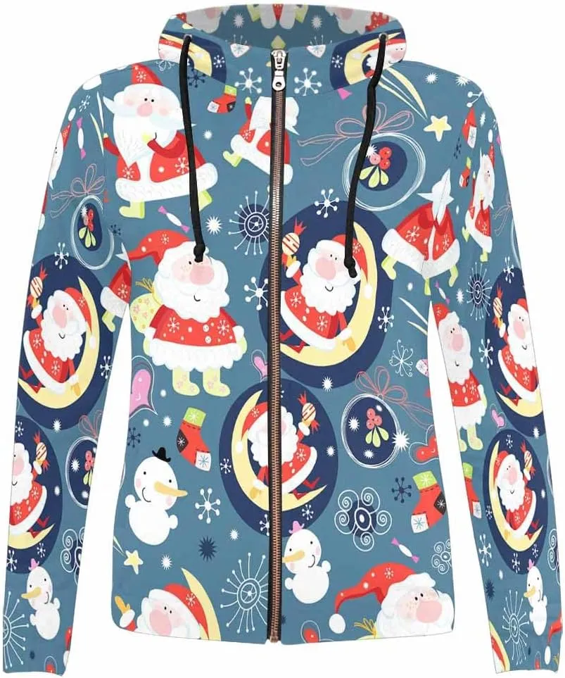 Fall Sweatshirts For Women Yellow Christmas Bells Holly Leaves Womens Zip Up Sweatshirt Oversized Hoodies Sweater