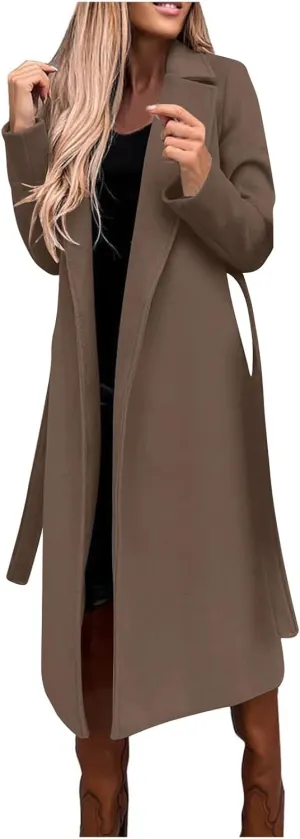 Fashion Trench Coat for Women 2025 Long Overcoat Work Casual Blazer Woolen Coats Fall Winter Cardigan Jackets