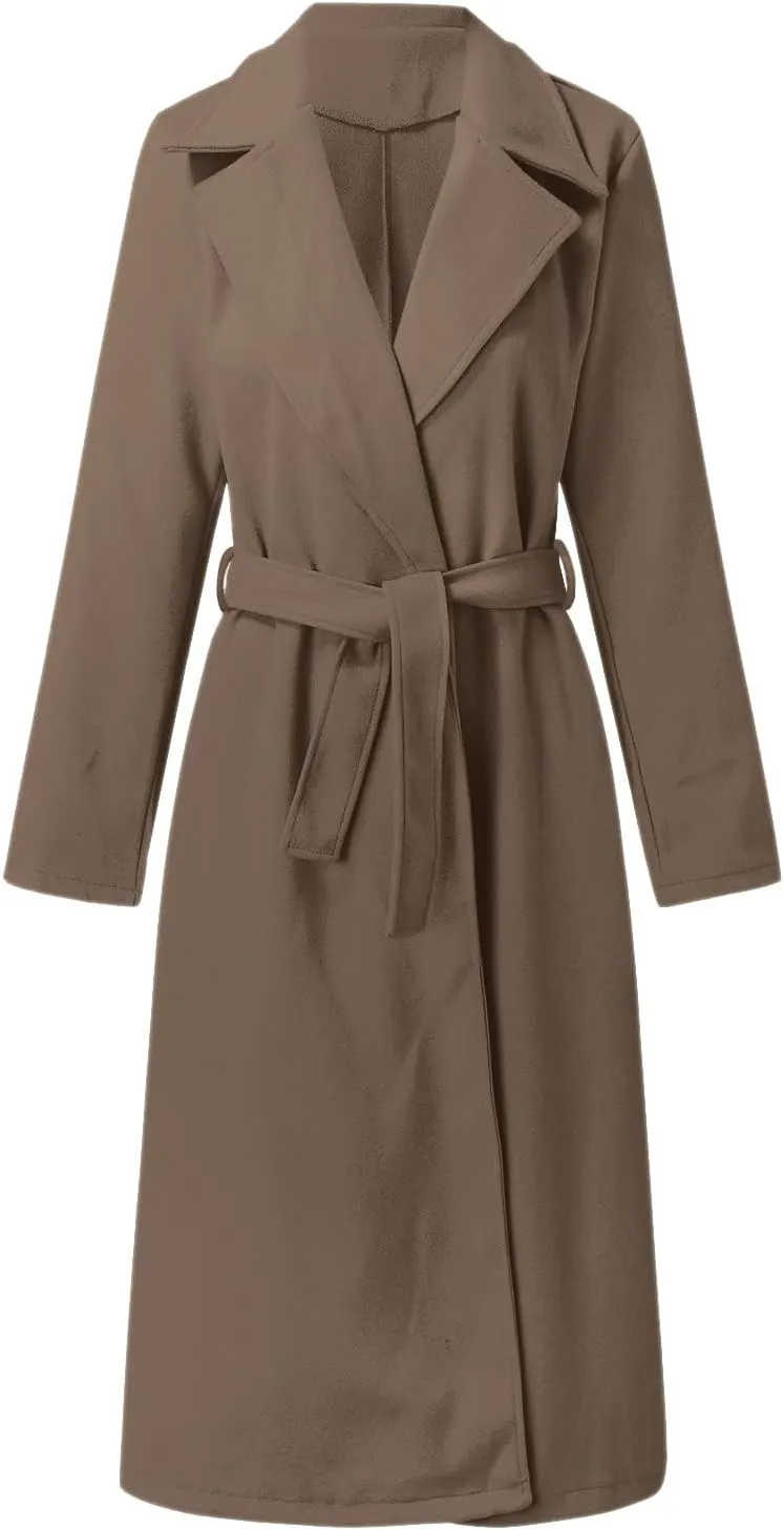 Fashion Trench Coat for Women 2025 Long Overcoat Work Casual Blazer Woolen Coats Fall Winter Cardigan Jackets