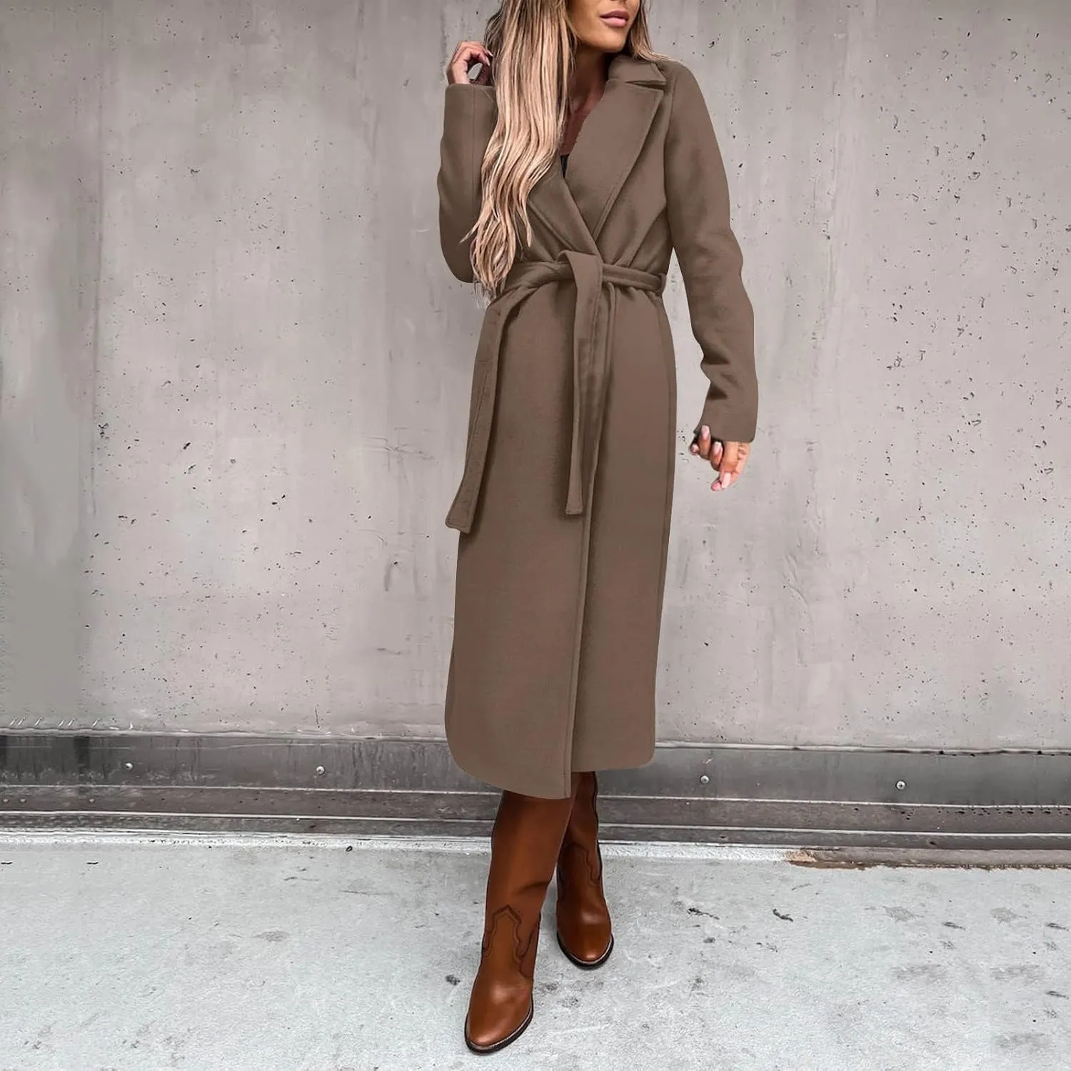 Fashion Trench Coat for Women 2025 Long Overcoat Work Casual Blazer Woolen Coats Fall Winter Cardigan Jackets