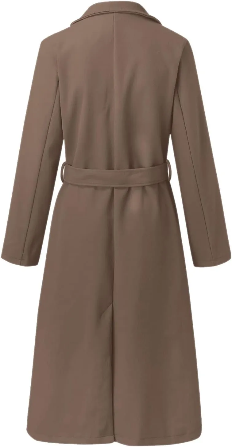 Fashion Trench Coat for Women 2025 Long Overcoat Work Casual Blazer Woolen Coats Fall Winter Cardigan Jackets