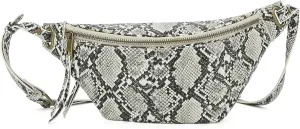 Fashion Waist Pack for Women Men Embossed Snakeskin Leather Fanny Pack Crossbody Bags Waist Belt Bag for Travel Hiking Cycling Beg Beige