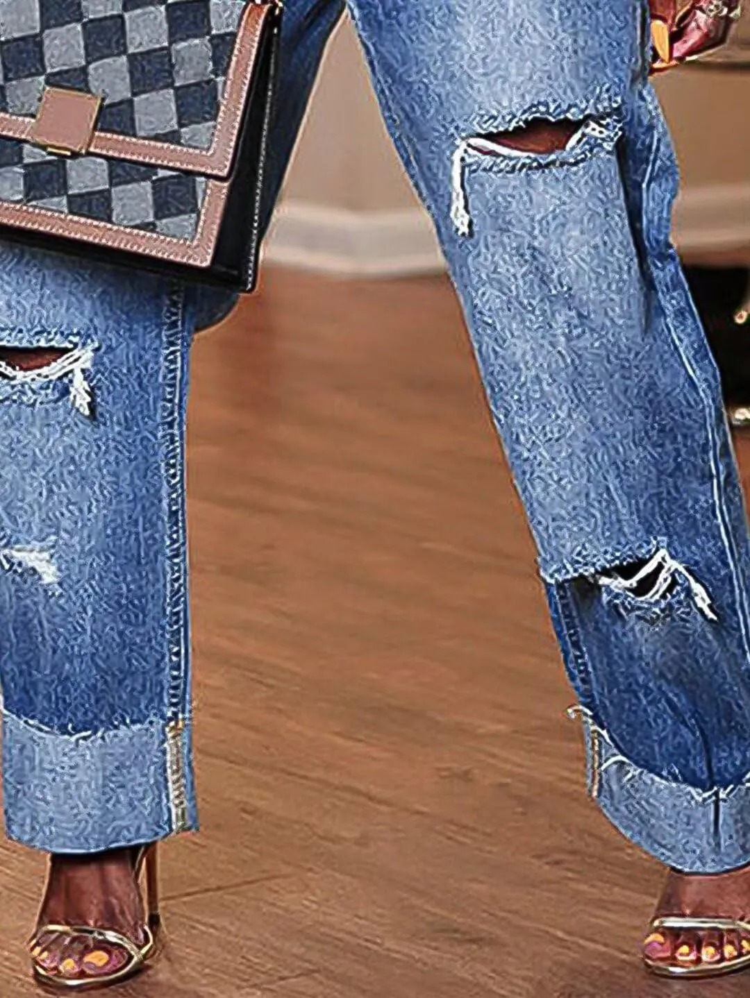 Flamingals Straight Leg High Rise Asymmetrical Waist Crossover Cut Out Baggy Barrel Jeans