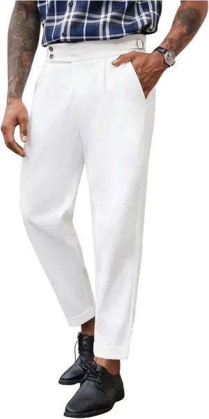 Floerns Men's Fold Pleated Tailored Pants Work Office Business Trousers Pants