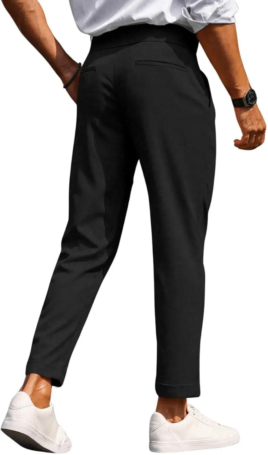 Floerns Men's Fold Pleated Tailored Pants Work Office Business Trousers Pants